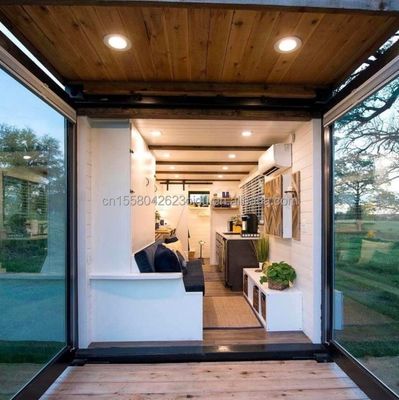 50/75/100mm Painel de Sandwich de Ondas Casa Prefabricada de Madeira Pequena Container Vivo de Dois Paços Container Edifícios Cabanas Villa de Madeira