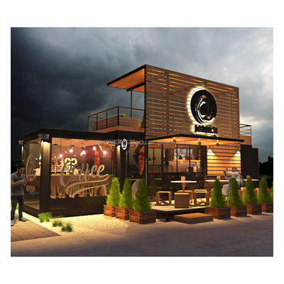 Design moderno 20ft ou 40ft Container Café pré-fabricado Quiosque Construído com material de painel de aço Sandwich