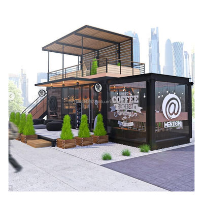 Design moderno 20ft ou 40ft Container Café pré-fabricado Quiosque Construído com material de painel de aço Sandwich