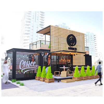 Design moderno 20ft ou 40ft Container Café pré-fabricado Quiosque Construído com material de painel de aço Sandwich