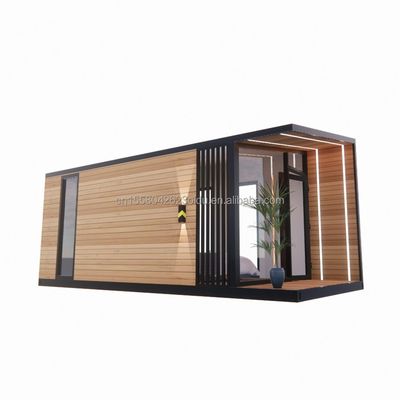 Casa de contêineres pré-fabricada de 20 pés com estrutura de aço, alumínio, liga de janela, casa de vidro de madeira e dobra de aço galvanizado