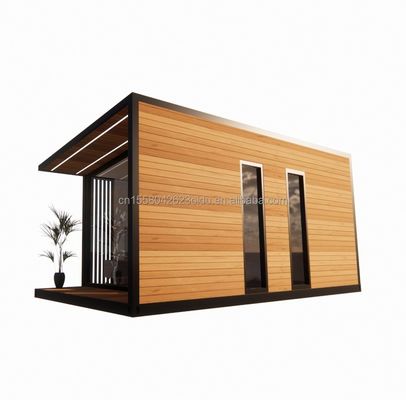 Casa de contêineres pré-fabricada de 20 pés com estrutura de aço, alumínio, liga de janela, casa de vidro de madeira e dobra de aço galvanizado