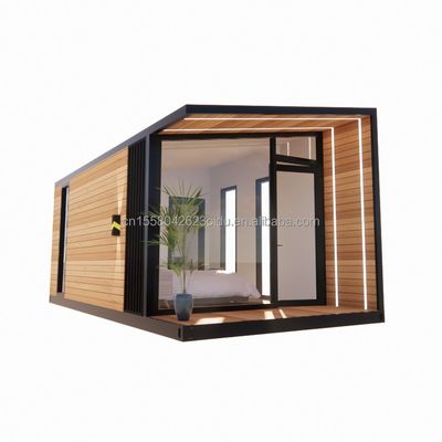 Casa de contêineres pré-fabricada de 20 pés com estrutura de aço, alumínio, liga de janela, casa de vidro de madeira e dobra de aço galvanizado