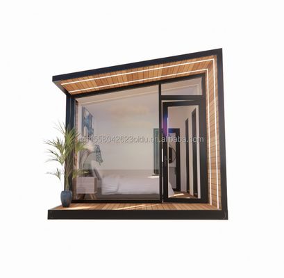 Casa de contêineres pré-fabricada de 20 pés com estrutura de aço, alumínio, liga de janela, casa de vidro de madeira e dobra de aço galvanizado