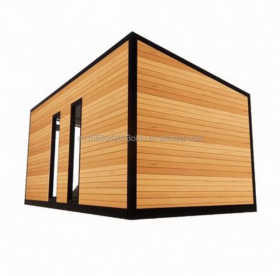 Casa de contêineres pré-fabricada de 20 pés com estrutura de aço, alumínio, liga de janela, casa de vidro de madeira e dobra de aço galvanizado