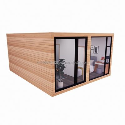 Casa de luz solar de vidro de madeira pré-fabricada Casa de contêineres com cor personalizada e painel de sanduíche de onda 50/75/100 mm