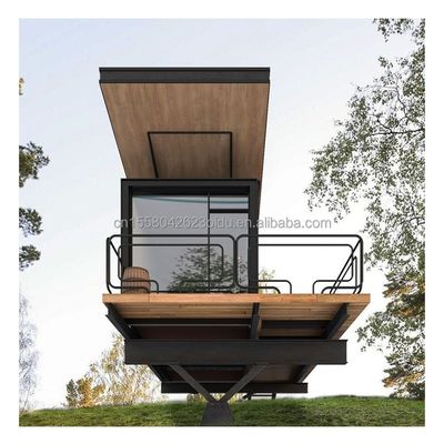 Tubos quadrados de aço galvanizado Cabina modular pré-fabricada Jardim de madeira Sala de luz solar Equipamento completo