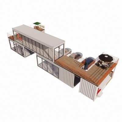 40ft Mobile Bar Restaurante Container Hotel Container de aço Armazenamento Edifício pré-fabricado com estrutura de aço galvanizado e dobra