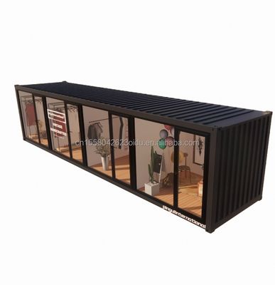Estrutura de aço galvanizado de aço curvado 180g estilo de design chinês UE 40ft casas pré-fabricadas para roupas modernas loja loja