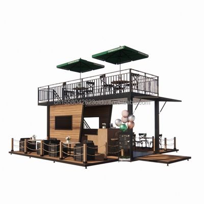 20ft Pop Up Container Bar And Coffee Shop Modular Móvel Loja de conveniência Quadro de aço com galvanizado de aço de dobra