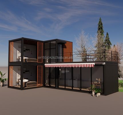 Design Estrutura de aço Villa modular fácil montar Casa moderna Container de luxo Casas pré-fabricadas Container de embalagem plana