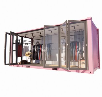 Quadro de aço de cor personalizado 20ft Container pré-fabricado Loja de roupas Quiosque Booth Loja móvel com dobragem de aço galvanizado
