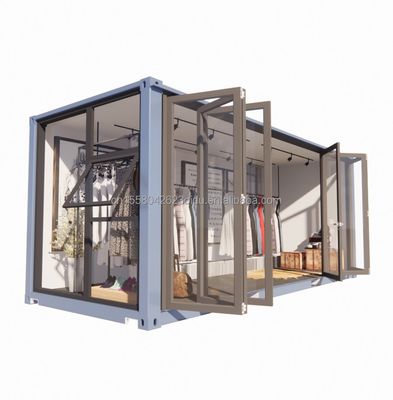 Quadro de aço de cor personalizado 20ft Container pré-fabricado Loja de roupas Quiosque Booth Loja móvel com dobragem de aço galvanizado