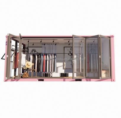 Quadro de aço de cor personalizado 20ft Container pré-fabricado Loja de roupas Quiosque Booth Loja móvel com dobragem de aço galvanizado