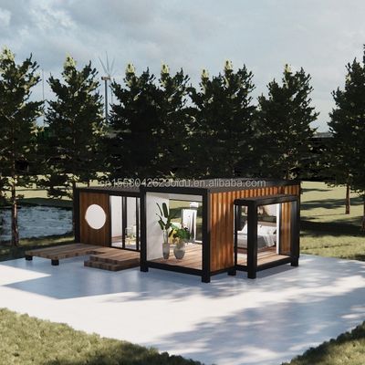 Moderno Design Luxo Parede de vidro Container pré-fabricado Casa StrayBirds Casa Modular pré-fabricada Hotel para Resort Villa