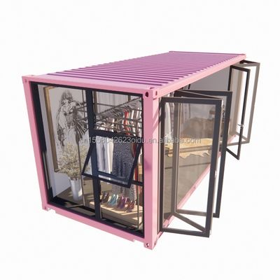 Quadro de aço de cor personalizado 20ft Container pré-fabricado Loja de roupas Quiosque Booth Loja móvel com dobragem de aço galvanizado