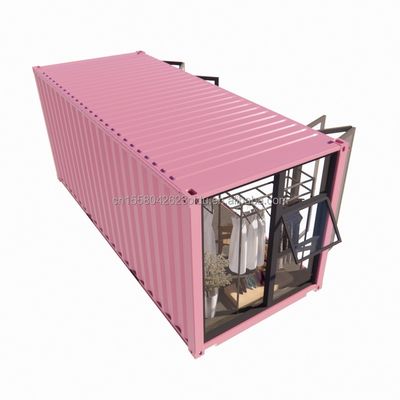 Quadro de aço de cor personalizado 20ft Container pré-fabricado Loja de roupas Quiosque Booth Loja móvel com dobragem de aço galvanizado
