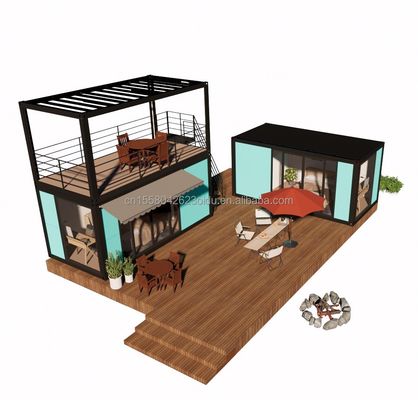 Casa de contêineres de hotel com tubos quadrados de aço galvanizado Estrutura principal e 2 ou 3 quartos