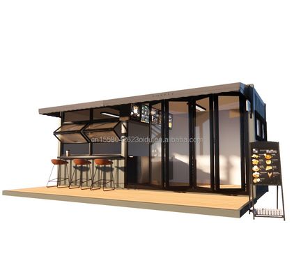 Loja 20ft Prefabricated Container Bar com 50/75/100mm Wave Sandwich Panel Paredes portáteis e fáceis de instalar