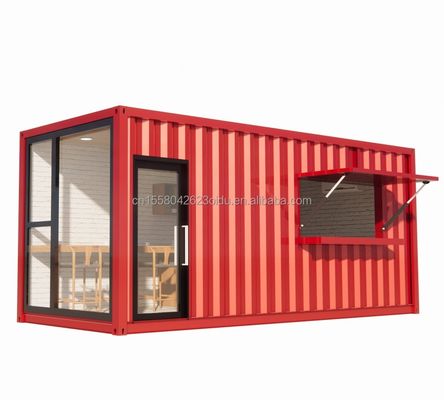 Container de transporte pré-fabricado de 20 pés Pop Up Café Restaurante Container Bar móvel com design e estilo de banheiro moderno
