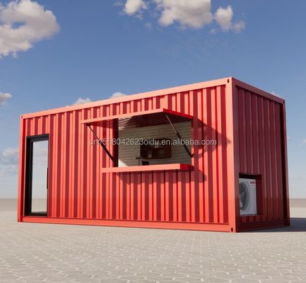 Container de transporte pré-fabricado de 20 pés Pop Up Café Restaurante Container Bar móvel com design e estilo de banheiro moderno