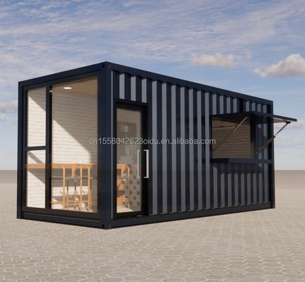 Container de transporte pré-fabricado de 20 pés Pop Up Café Restaurante Container Bar móvel com design e estilo de banheiro moderno