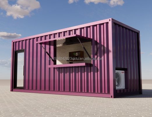 Container de transporte pré-fabricado de 20 pés Pop Up Café Restaurante Container Bar móvel com design e estilo de banheiro moderno