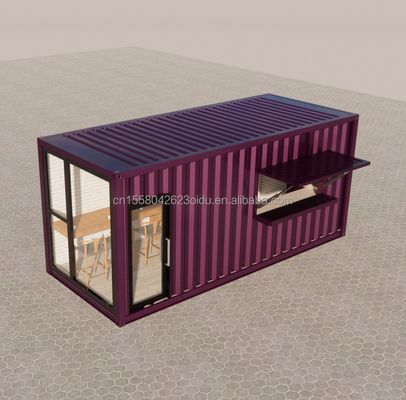 Container de transporte pré-fabricado de 20 pés Pop Up Café Restaurante Container Bar móvel com design e estilo de banheiro moderno
