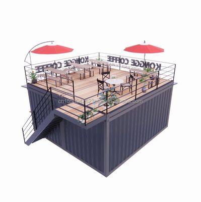 Container pop up pré-fabricado Restaurante Loja de comida de rua Quiosque com tubos quadrados de aço galvanizado Design