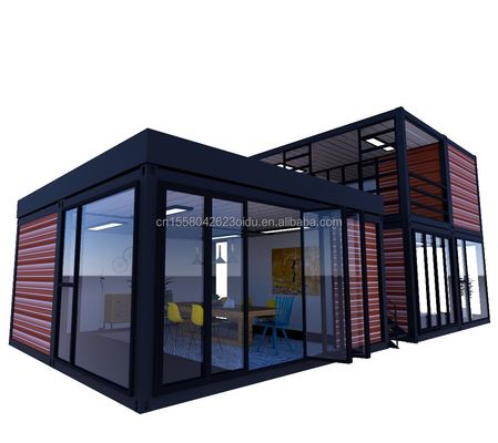 Tubos de aço galvanizado quadrados 40ft 20ft quarto de luxo grande estúdio de vidro casa móvel para viver em design personalizado
