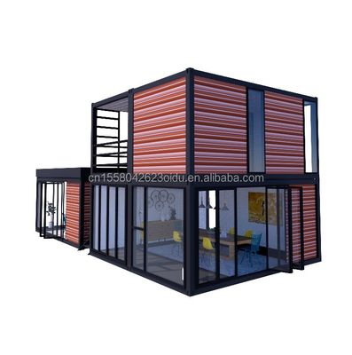 Tubos de aço galvanizado quadrados 40ft 20ft quarto de luxo grande estúdio de vidro casa móvel para viver em design personalizado
