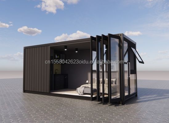 Instalação fácil Container de transporte pré-fabricado de 20 pés Casas com casa de banho e parede 50/75/100mm Painel de sanduíche de onda