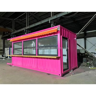 20ft Flat Mobile Container Loja Loja de Café Loja de Varejo Estande com 50mm Wave Sandwich Panel Parede para no Hotel