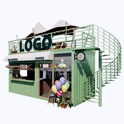 Container pré-fabricado de 20 pés de aço galvanizado para restaurante de cores personalizadas Café Café Bar