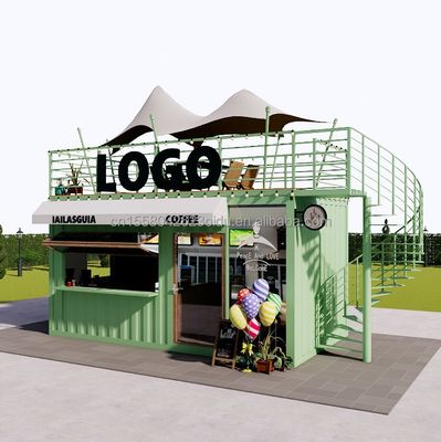 Container pré-fabricado de 20 pés de aço galvanizado para restaurante de cores personalizadas Café Café Bar