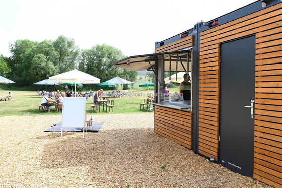 20ft Container Store Madeira Grão Metal Frame Hotel Casa móvel com tubos quadrados de aço galvanizado e embalagem plana