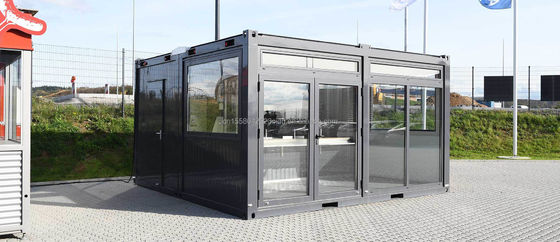 20ft Container Store Madeira Grão Metal Frame Hotel Casa móvel com tubos quadrados de aço galvanizado e embalagem plana