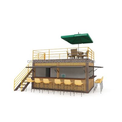 20 pés Container Bar de café portátil loja pré-fabricada com Container Design e 50/75/100mm Wave Sandwich Panel Paredes
