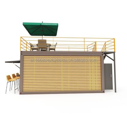 20 pés Container Bar de café portátil loja pré-fabricada com Container Design e 50/75/100mm Wave Sandwich Panel Paredes
