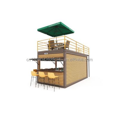 20 pés Container Bar de café portátil loja pré-fabricada com Container Design e 50/75/100mm Wave Sandwich Panel Paredes