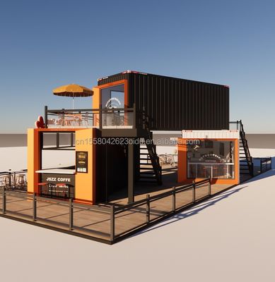 Loja de contêineres de navegação modificada Casa de contêineres Loja de café com tubos quadrados de aço galvanizado