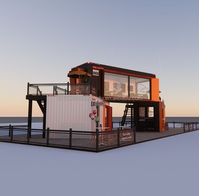 Loja de contêineres de navegação modificada Casa de contêineres Loja de café com tubos quadrados de aço galvanizado
