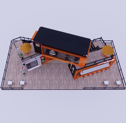 Loja de contêineres de navegação modificada Casa de contêineres Loja de café com tubos quadrados de aço galvanizado