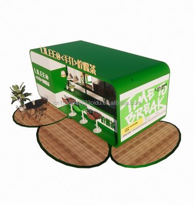 Container de transporte pré-fabricado modular Restaurante Bar de café de 20 pés com tubos quadrados de aço galvanizado Estrutura de aço