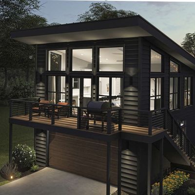 Tubos quadrados de aço galvanizado 2 quartos Edifício exterior pré-fabricado Casa de contêineres de remessa para villa/jardim do pátio quente
