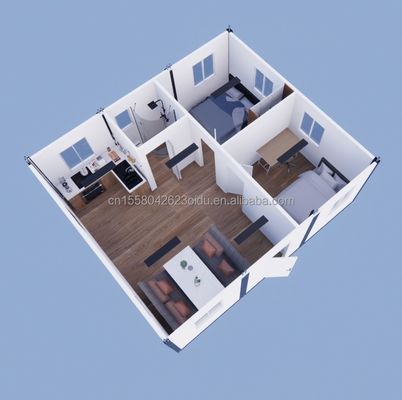 Casas de contêineres Estrutura de aço acessível Casas pré-fabricadas com 50/75/100mm Wave Sandwich Panel Paredes