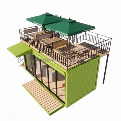 Sala de banho 20ft Quiosque portátil modificado pré-fabricado Modular Café Loja de Envio Container Bar Casa pequena em estilo de design moderno