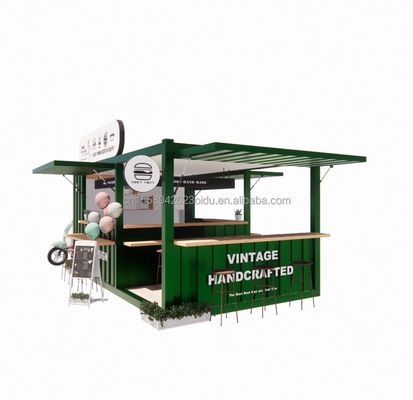 Quadro de aço de 20 ou 40 pés Extensible Mobile Coffee Bar Pop Up Container de Envio Loja com dobragem de aço galvanizado