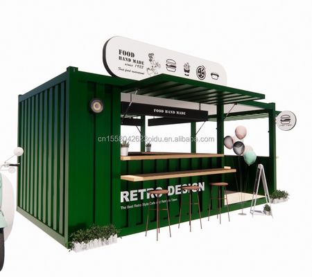 Quadro de aço de 20 ou 40 pés Extensible Mobile Coffee Bar Pop Up Container de Envio Loja com dobragem de aço galvanizado
