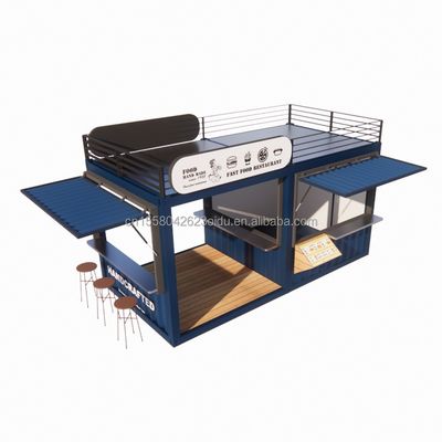 Quadro de aço de 20 ou 40 pés Extensible Mobile Coffee Bar Pop Up Container de Envio Loja com dobragem de aço galvanizado